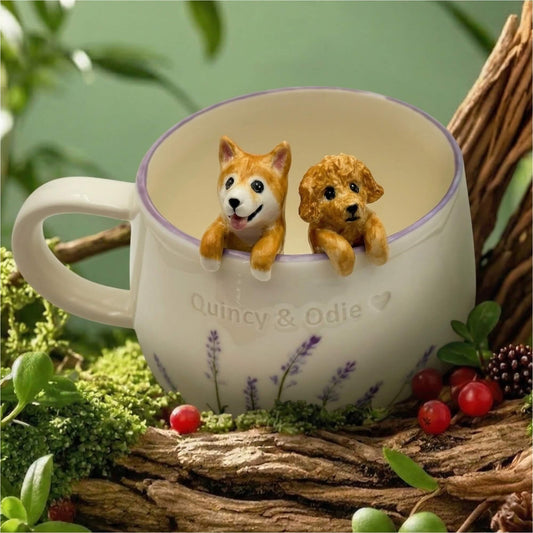 Custom Hand-Crafted 3D Pet Mug – 100% Hand-Kneaded Personalized Ceramic Dog & Cat Cup with Lifelike Likeness | Unique Gift & Keepsake for Pet Owners