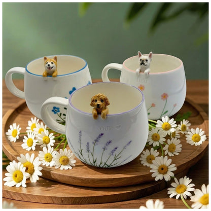 Custom Hand-Crafted 3D Pet Mug – 100% Hand-Kneaded Personalized Ceramic Dog & Cat Cup with Lifelike Likeness | Unique Gift & Keepsake for Pet Owners