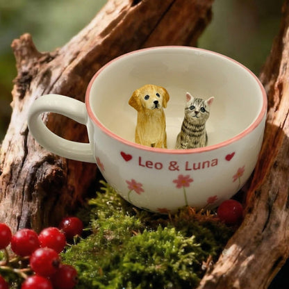 Custom Hand-Crafted 3D Pet Mug – 100% Hand-Kneaded Personalized Ceramic Dog & Cat Cup with Lifelike Likeness | Unique Gift & Keepsake for Pet Owners