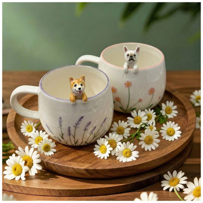 Custom Hand-Crafted 3D Pet Mug – 100% Hand-Kneaded Personalized Ceramic Dog & Cat Cup with Lifelike Likeness | Unique Gift & Keepsake for Pet Owners