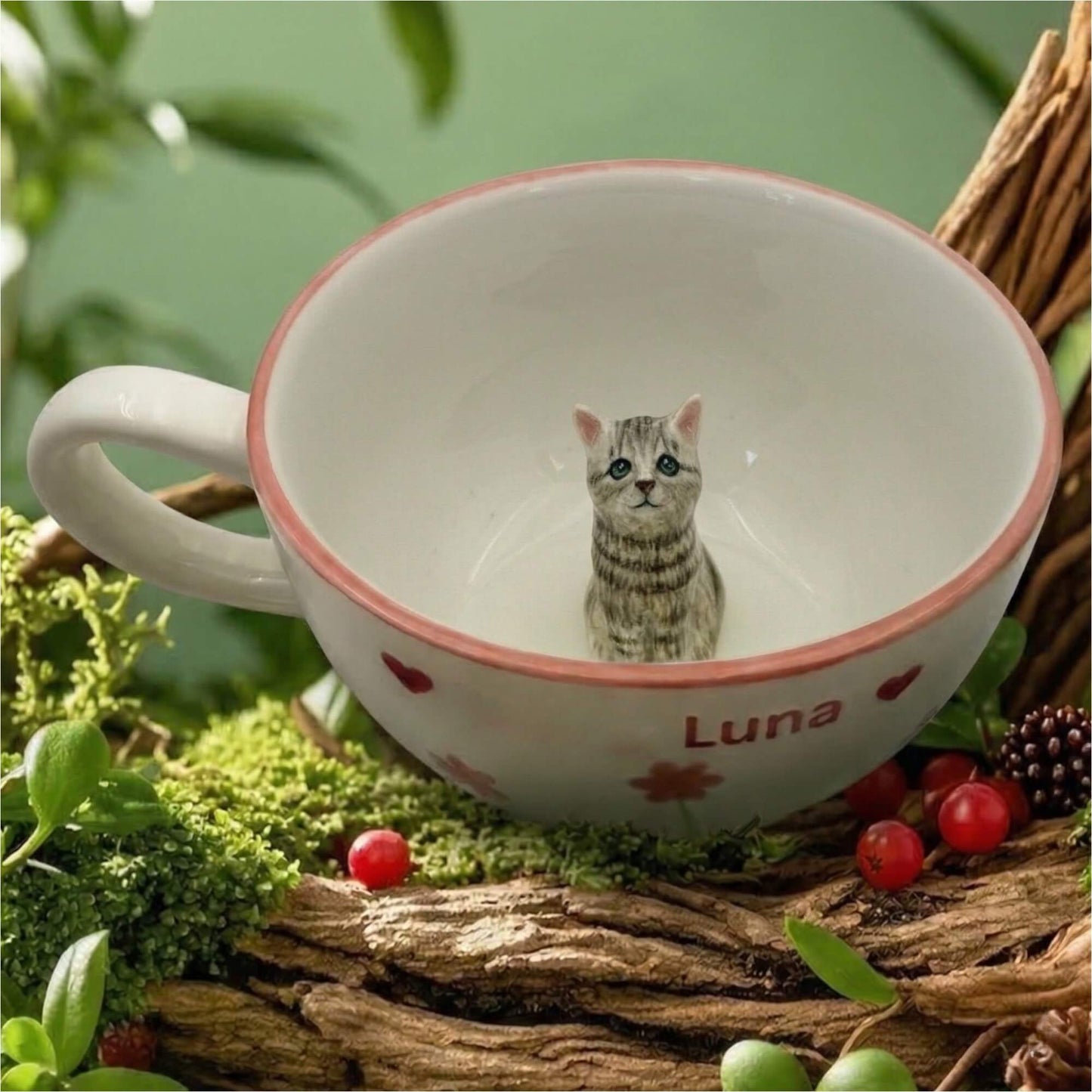 Custom Hand-Crafted 3D Pet Mug – 100% Hand-Kneaded Personalized Ceramic Dog & Cat Cup with Lifelike Likeness | Unique Gift & Keepsake for Pet Owners