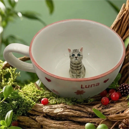 Custom Hand-Crafted 3D Pet Mug – 100% Hand-Kneaded Personalized Ceramic Dog & Cat Cup with Lifelike Likeness | Unique Gift & Keepsake for Pet Owners